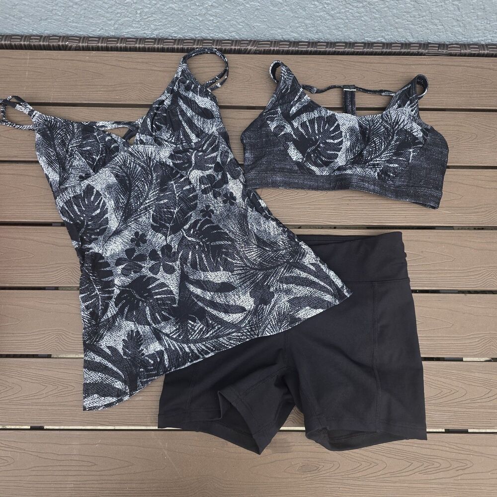 TYR Womens Floral Brooke Tank Jojo Top & Solid Boyshorts Sz S NEW  Sample